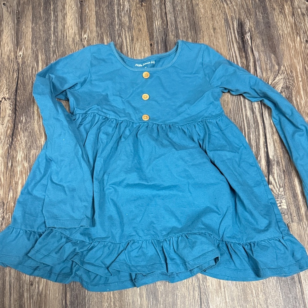 Blue Long Sleeve Kids Blouse